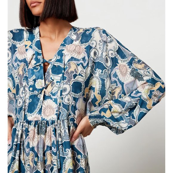 See By Chloé Women's Lovers Print Long Sleeve Midi Floral Dress Blue - Picture 7 of 12